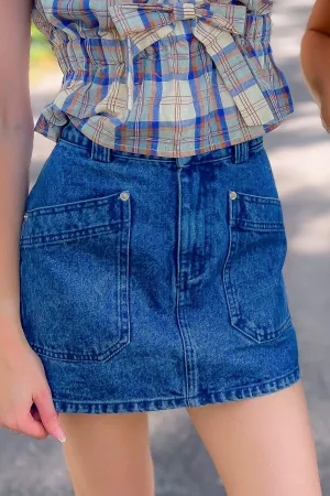 Terra Dark Denim Pocket Mini Skirt