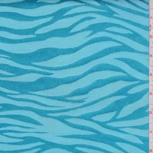 Turquoise Zebra Stripe Satin Jacquard Fabric
