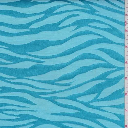 Turquoise Zebra Stripe Satin Jacquard Fabric