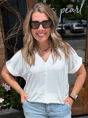 V Neck Dolman Magic Top Soft White