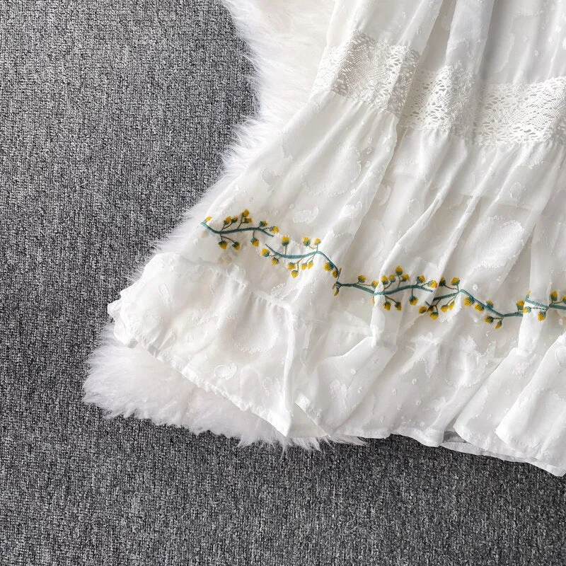 Women Chic Embroidered Vintage Dress