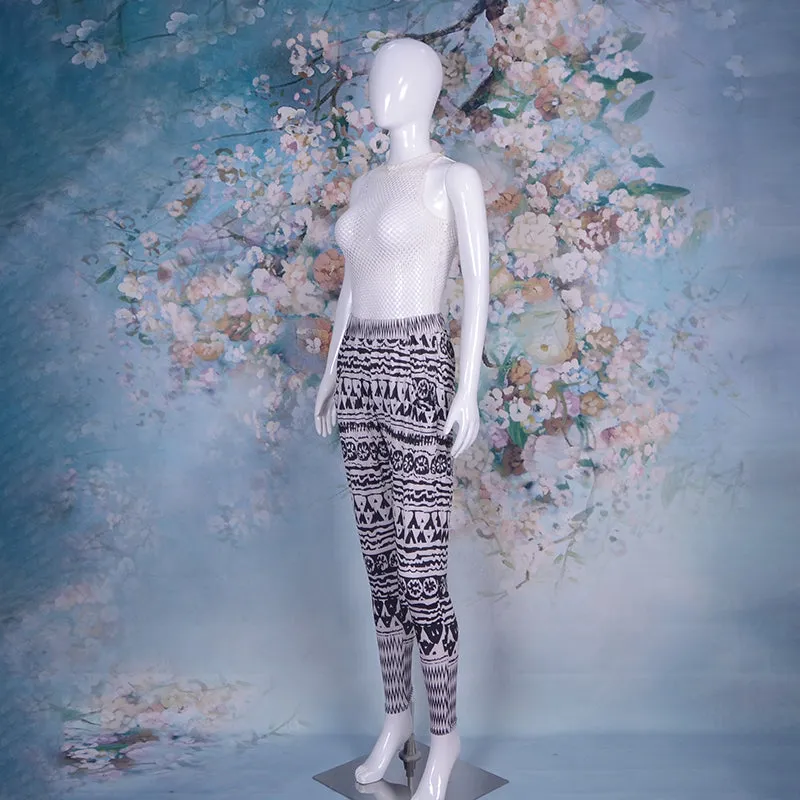 Women's Casual Ethnic Print Stretchy Saggy Jersey Pants