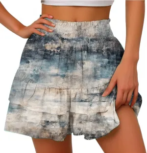 Women's Flowy Shorts Casual Ruffle Tiered Skorts High Waist Soft Mini Tennis Golf Skirt Boho Summer Shorts Dressy