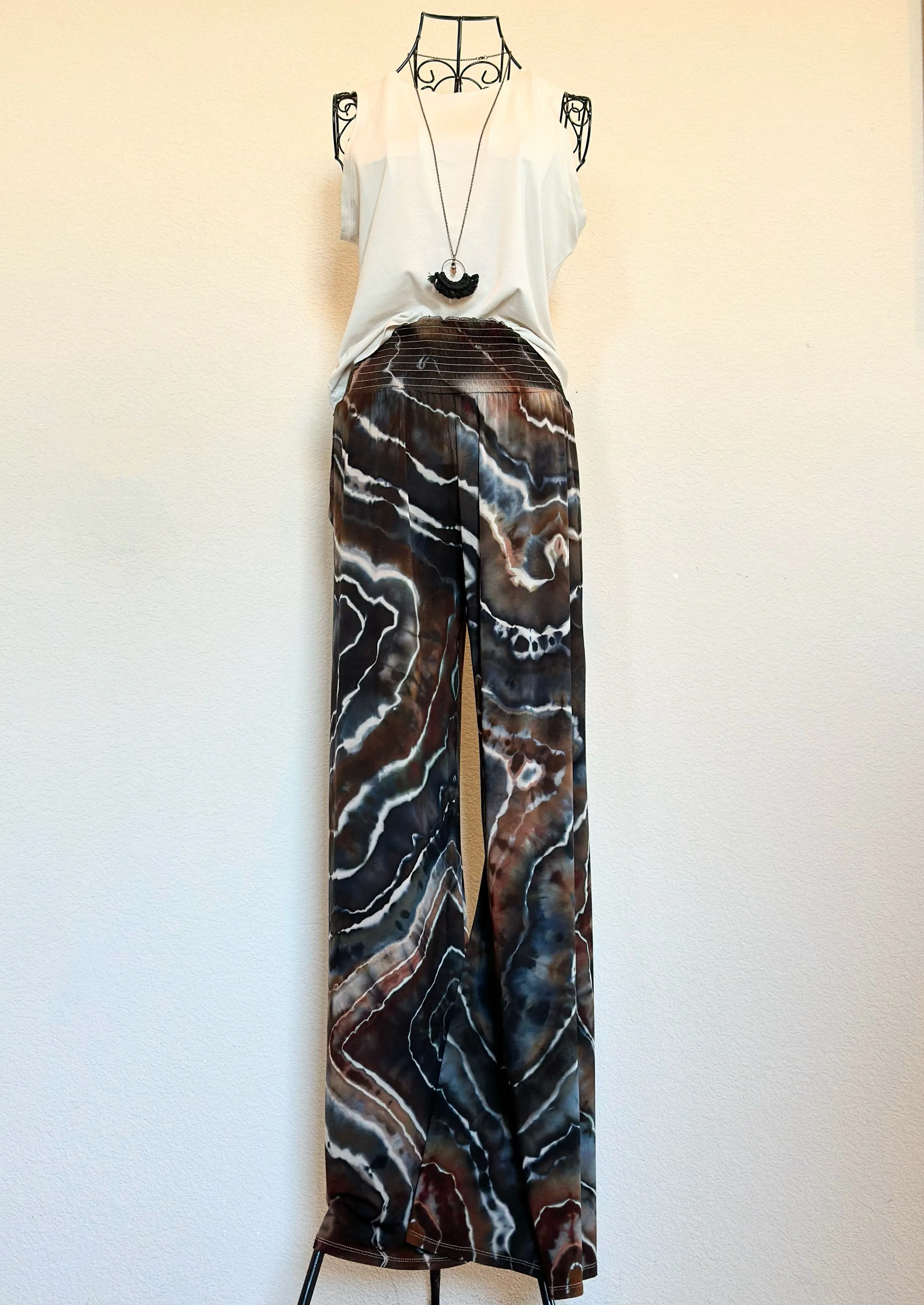 Women’s Large Tall Geode Palazzo Pants with Pockets in ‘Turkey Tail Mushroom’