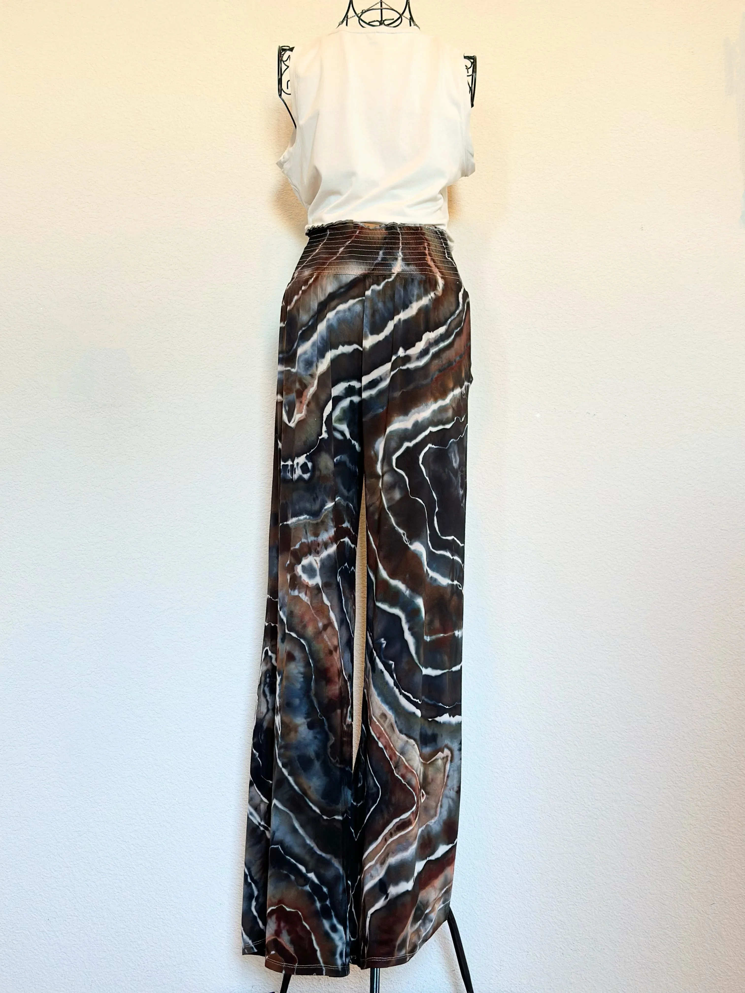 Women’s Large Tall Geode Palazzo Pants with Pockets in ‘Turkey Tail Mushroom’