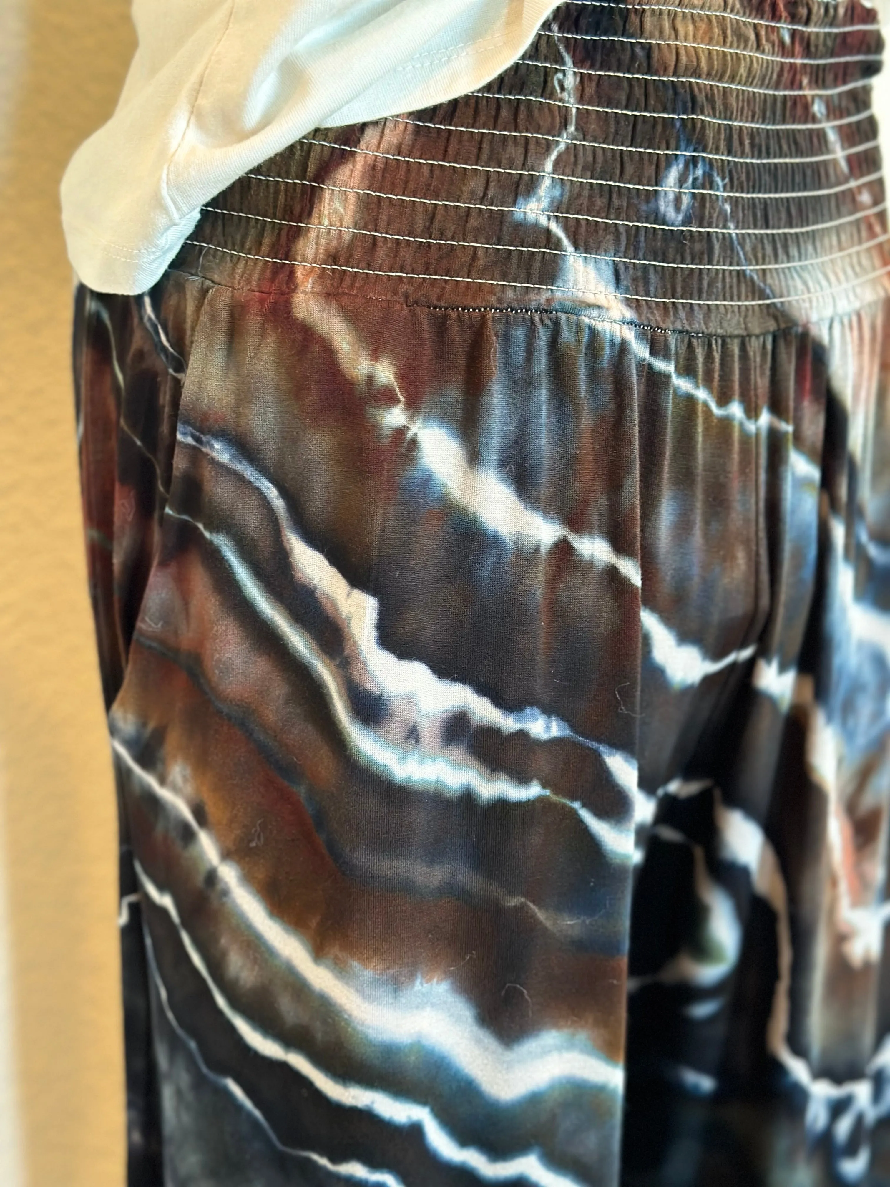 Women’s Large Tall Geode Palazzo Pants with Pockets in ‘Turkey Tail Mushroom’
