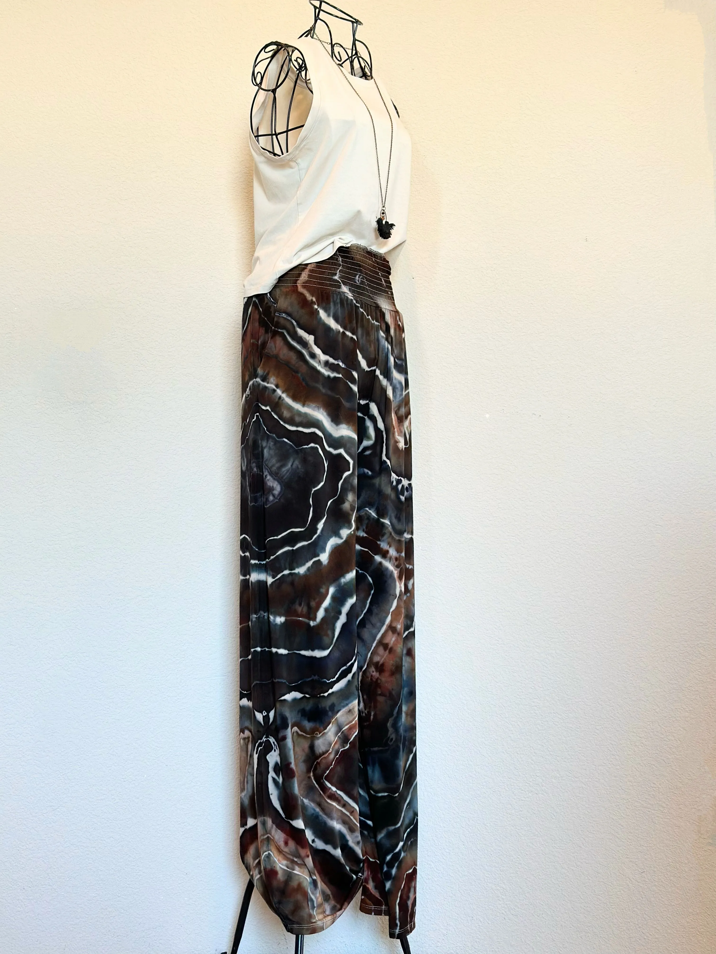 Women’s Large Tall Geode Palazzo Pants with Pockets in ‘Turkey Tail Mushroom’