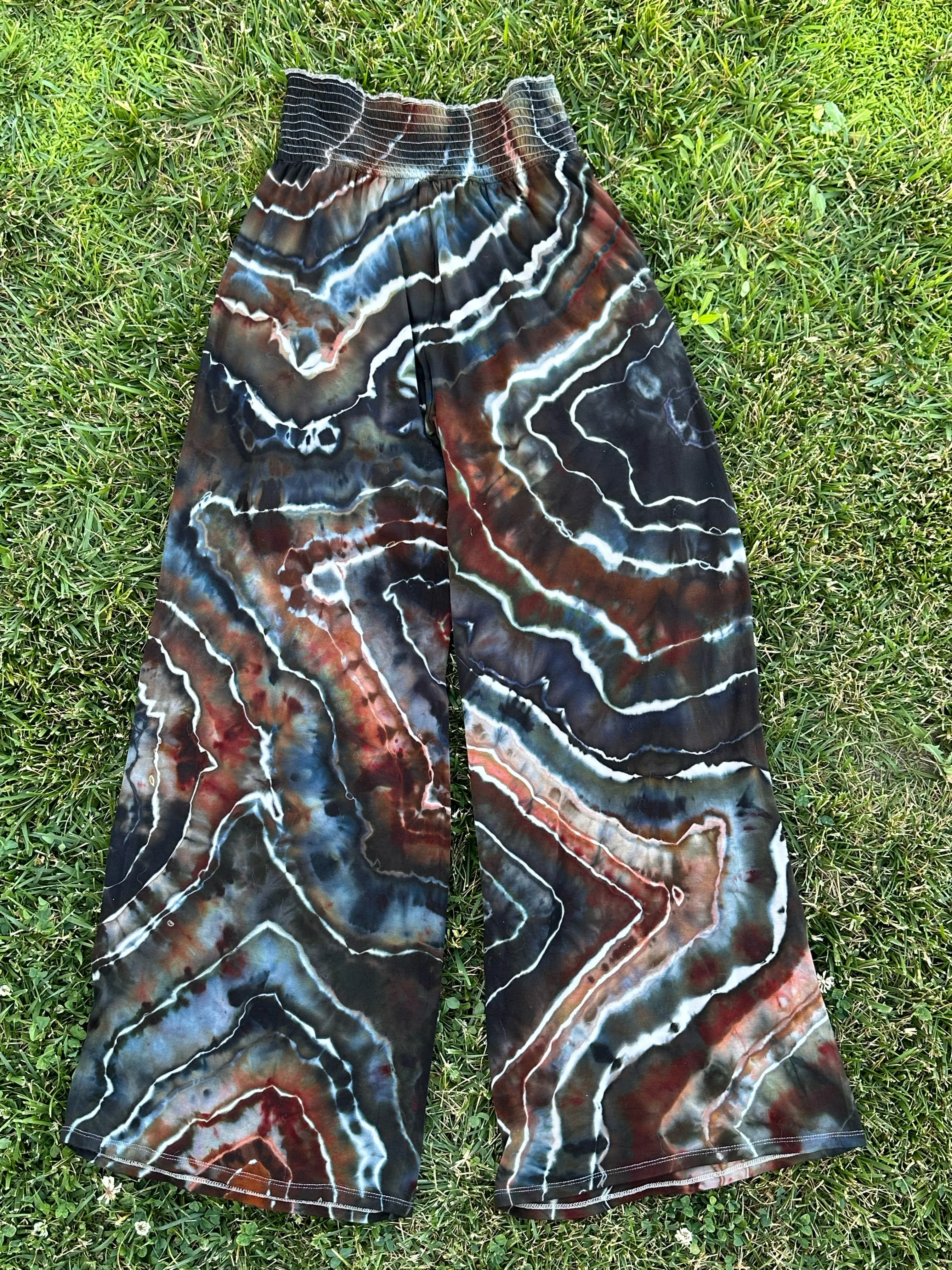 Women’s Large Tall Geode Palazzo Pants with Pockets in ‘Turkey Tail Mushroom’