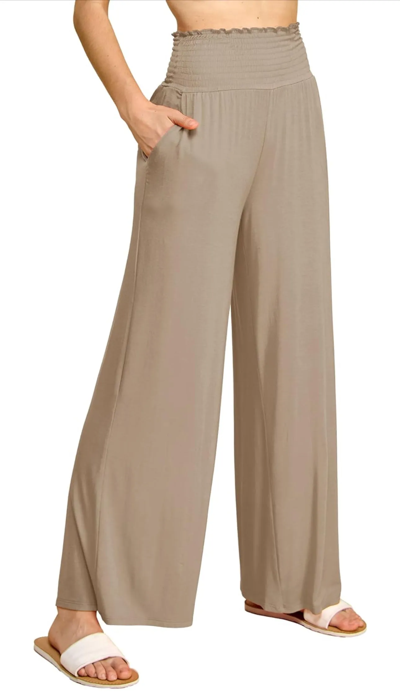 Women’s Large Tall Geode Palazzo Pants with Pockets in ‘Turkey Tail Mushroom’